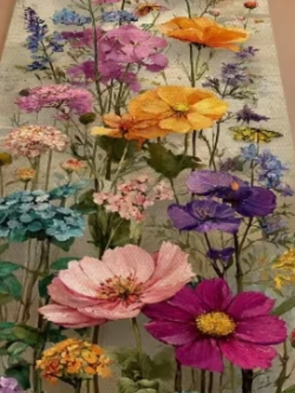 Last One! NEW Floral and Butterflies Table Runner 13 x 36